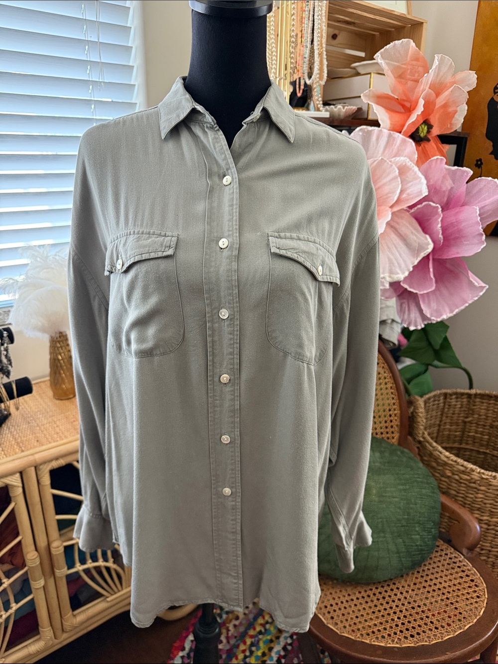 Vtg 80s Banana Republic Safari Utility Shirt British Crown Colony Hong Kong